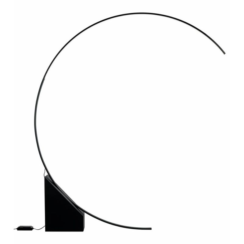 RUNE PIANTANA AD ARCO IN METALLO ORO O NERO LED 35W LUCE 3000K DIMMERABILE SPESSORE CM 176 MODERNA ONDALUCE CICIRIELLO - Cristal