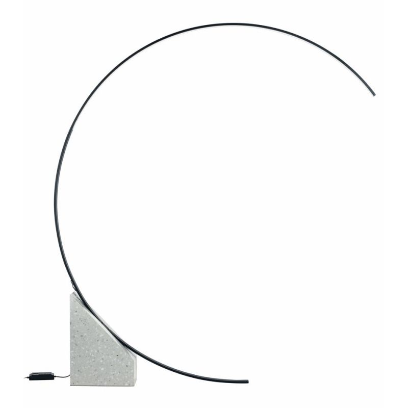 RUNE PIANTANA AD ARCO IN METALLO ORO O NERO CON BASE IN MARMO LED 35W LUCE 3000K DIMMERABILE MODERNA ONDALUCE CICIRIELLO - Crist