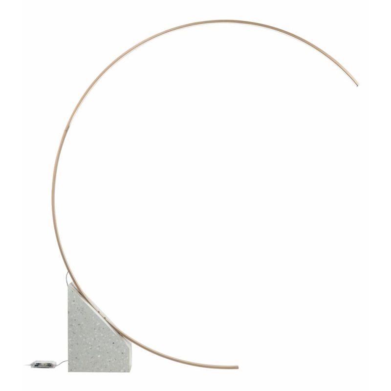 RUNE PIANTANA AD ARCO IN METALLO ORO O NERO CON BASE IN MARMO LED 35W LUCE 3000K DIMMERABILE MODERNA ONDALUCE CICIRIELLO - Crist