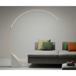 RUNE PIANTANA AD ARCO IN METALLO ORO O NERO CON BASE IN MARMO LED 35W LUCE 3000K DIMMERABILE MODERNA ONDALUCE CICIRIELLO - Crist