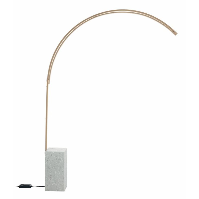 BIBLIO PIANTANA AD ARCO IN METALLO ORO O NERO CON BASE IN MARMO LED 33W LUCE 3000K DIMMERABILE MODERNA ONDALUCE CICIRIELLO - Cri