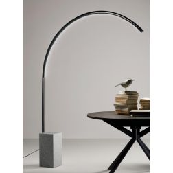 BIBLIO PIANTANA AD ARCO IN METALLO ORO O NERO CON BASE IN MARMO LED 33W LUCE 3000K DIMMERABILE MODERNA ONDALUCE CICIRIELLO - Cri