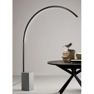 BIBLIO PIANTANA AD ARCO IN METALLO ORO O NERO CON BASE IN MARMO LED 33W LUCE 3000K DIMMERABILE MODERNA ONDALUCE CICIRIELLO - Cri
