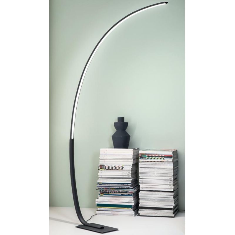 KEEP PIANTANA AD ARCO MODERNA LED 30W LUCE 3000K DIMMERABILE IN METALLO BIANCO,NERO O ORO ONDALUCE CICIRIELLO - Cristalensi Shop