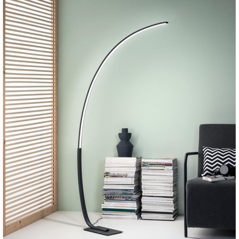 KEEP PIANTANA AD ARCO MODERNA LED 30W LUCE 3000K DIMMERABILE IN METALLO BIANCO,NERO O ORO ONDALUCE CICIRIELLO - Cristalensi Shop