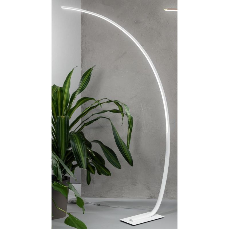 KEEP PIANTANA AD ARCO MODERNA LED 30W LUCE 3000K DIMMERABILE IN METALLO BIANCO,NERO O ORO ONDALUCE CICIRIELLO - Cristalensi Shop