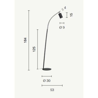 MURGA PIANTANA MODERNA IN METALLO NERO O ORO LED 30W LUCE 3000K DIMMERABILE ALTEZZA CM 184 ONDALUCE CICIRIELLO - Cristalensi Sho