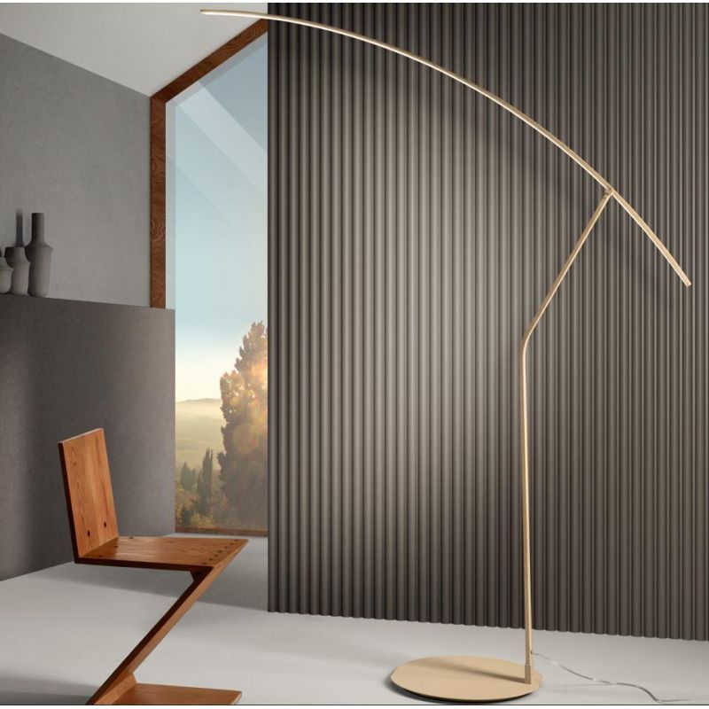 FOLAGA PIANTANA AD ARCO REGOLABILE IN METALLO BIANCO, NERO O ORO LED 30W LUCE 3000K DIMMERABILE ALTEZZA CM 200 ONDALUCE CICIRIEL