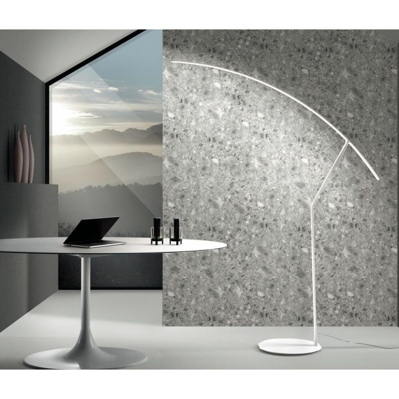 FOLAGA PIANTANA AD ARCO REGOLABILE IN METALLO BIANCO, NERO O ORO LED 30W LUCE 3000K DIMMERABILE ALTEZZA CM 200 ONDALUCE CICIRIEL