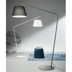 VELVET PIANTANA ORIGINALE E MODERNA IN METALLO NERO,BIANCO O ORO CON PARALUME IN TESSUTO ALTEZZA CM 205 ONDALUCE CICIRIELLO - Cr