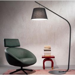 LIANA PIANTANA MODERNA IN METALLO NERO E BIANCO CON PARALUME IN TESSUTO ALTEZZA CM 200 ONDALUCE CICIRIELLO - Cristalensi Shop On