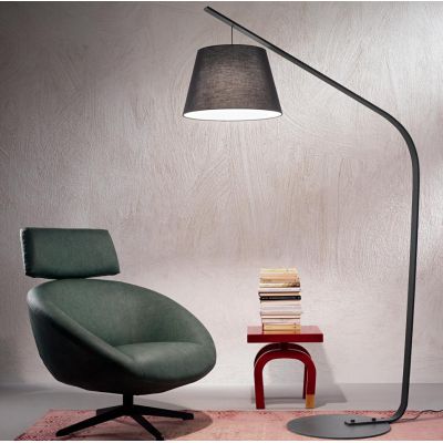 LIANA PIANTANA MODERNA IN METALLO NERO E BIANCO CON PARALUME IN TESSUTO ALTEZZA CM 200 ONDALUCE CICIRIELLO - Cristalensi Shop On