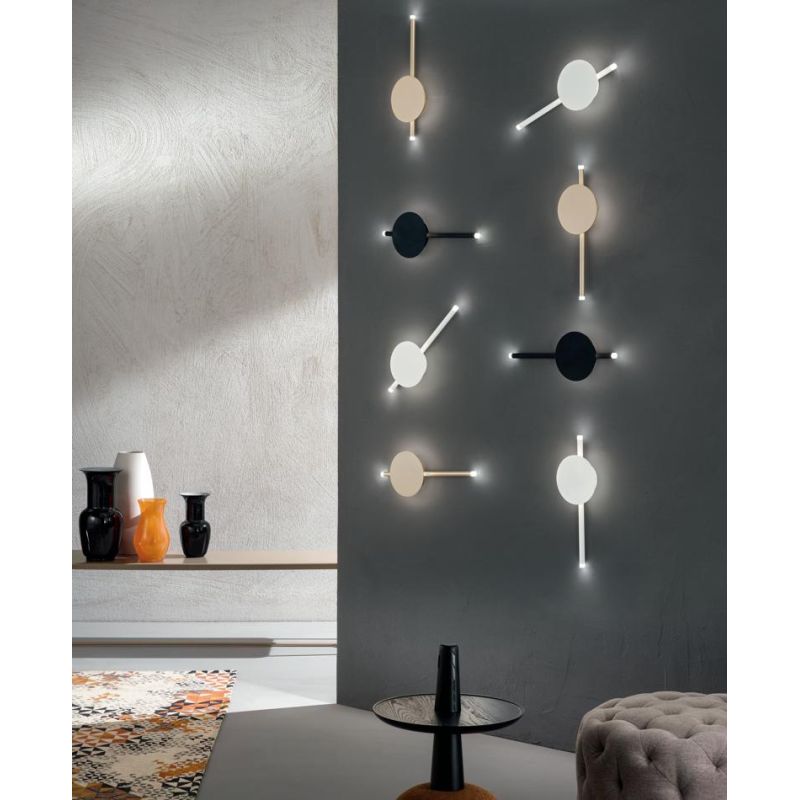 JAMES APPLIQUE MODERNA IN METALLO BIANCO,NERO O ORO LED 16W LUCE 3000K H40 CM ONDALUCE CICIRIELLO - Cristalensi Shop Online