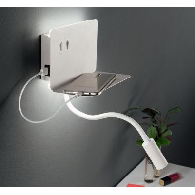 STAN APPLIQUE CON PORTA USB,PORTA OGGETTI E BRACCIO FLESSIBILE LED 7,5W LUCE 3000K MODERNA ONDALUCE CICIRIELLO - Cristalensi Sho