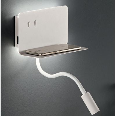 STAN APPLIQUE CON PORTA USB,PORTA OGGETTI E BRACCIO FLESSIBILE LED 7,5W LUCE 3000K MODERNA ONDALUCE CICIRIELLO - Cristalensi Sho