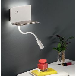 STAN APPLIQUE CON PORTA USB,PORTA OGGETTI E BRACCIO FLESSIBILE LED 7,5W LUCE 3000K MODERNA ONDALUCE CICIRIELLO - Cristalensi Sho