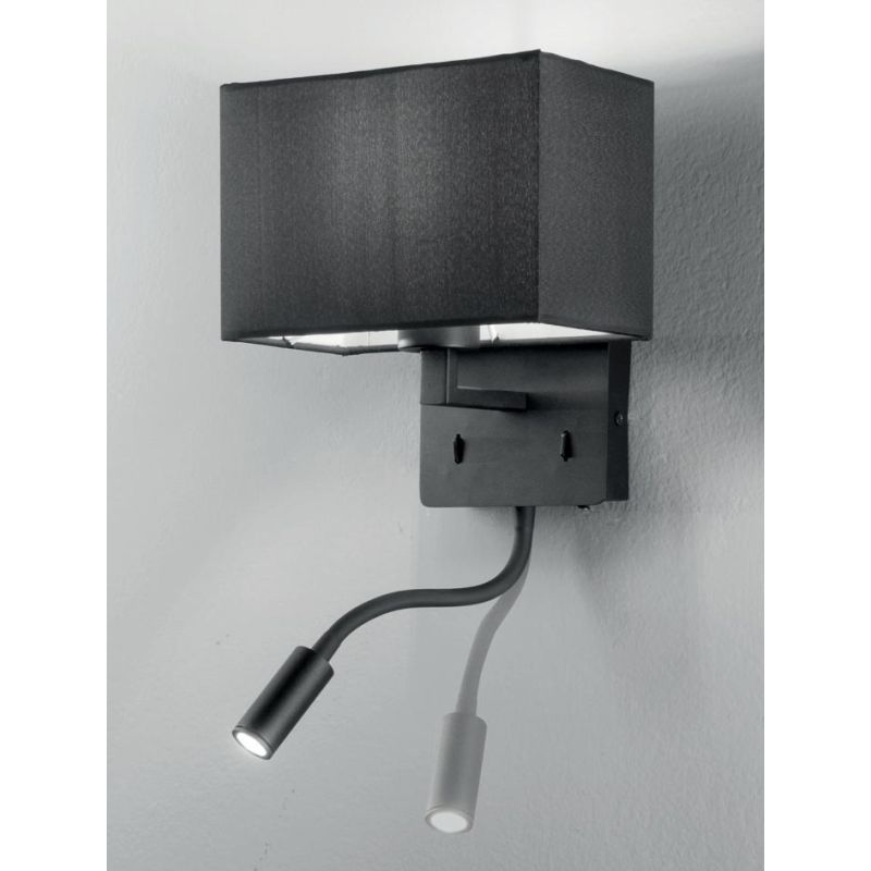 SHADOW APPLIQUE BIANCA O NERA CON PARALUME IN TESSUTO E BRACCIO FLESSIBILE CON LUCE DA LETTURA ONDALUCE CICIRIELLO - Cristalensi