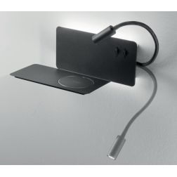 FLAT APPLIQUE LATO DESTRO PORTA USB, CARICATORE WIRELESS,SPOT ORIENTABILE PER CAMERA DA LETTO ONDALUCE CICIRIELLO - Cristalensi