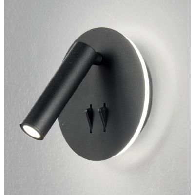 SELLA APPLIQUE ROTONDA CON SNODO ORIENTABILE LED 9W METALLO BIANCO O NERO DOPPIA ILLUMINAZIONE ONDALUCE CICIRIELLO - Cristalensi