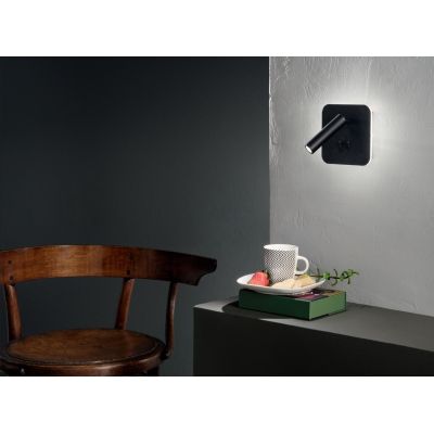 SELLA APPLIQUE QUADRATA CON SNODO ORIENTABILE LED 9W METALLO BIANCO O NERO DOPPIA ILLUMINAZIONE ONDALUCE CICIRIELLO - Cristalens