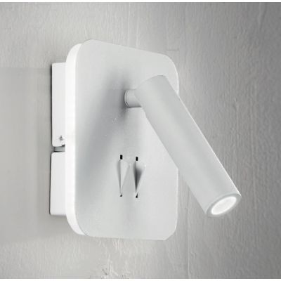 SELLA APPLIQUE QUADRATA CON SNODO ORIENTABILE LED 9W METALLO BIANCO O NERO DOPPIA ILLUMINAZIONE ONDALUCE CICIRIELLO - Cristalens