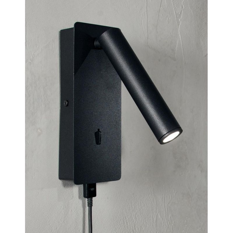 TELESCOPE APPLIQUE BIANCA O NERA CON LUCE LED DA 3W CON PORTA USB E LUCE ORIENTABILE MODERNA ONDALUCE CICIRIELLO - Cristalensi S