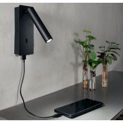 TELESCOPE APPLIQUE BIANCA O NERA CON LUCE LED DA 3W CON PORTA USB E LUCE ORIENTABILE MODERNA ONDALUCE CICIRIELLO - Cristalensi S