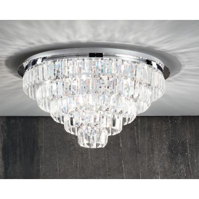 CASTLE PLAFONIERA MEDIA ELEGANTE D60 CM ORO O CROMO CON PENDENTI IN CRISTALLO ATTACCO 12XG9 ONDALUCE CICIRIELLO - Cristalensi Sh