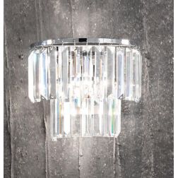 CASTLE APPLIQUE ELEGANTE ORO O CROMO CON PENDENTI DECORATIVI IN CRISTALLO ATTACCO G9 ONDALUCE CICIRIELLO - Cristalensi Shop Onli