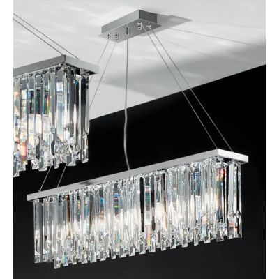 BATIDA SOSPENSIONE MODERNA 6 LUCI CROMO L87 CM CON PENDAGLI DECORATIVI IN CRISTALLO ONDALUCE CICIRIELLO - Cristalensi Shop Onlin