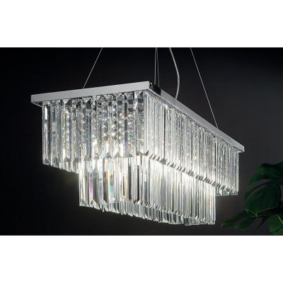 DAIQUIRI SOSPENSIONE 6 LUCI L80 CM CROMO CON PENDAGLI DECORATIVI IN CRISTALLO DESIGN MODERNO ONDALUCE CICIRIELLO - Cristalensi S