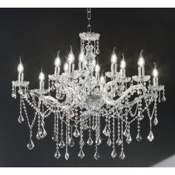 DAMASCO LAMPADARIO CLASSICO 12 LUCI BRACCI IN VETRO TRASPARENTE CON DECORI IN CRISTALLO OTTICO ONDALUCE CICIRIELLO - Cristalensi
