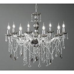 DAMASCO LAMPADARIO CLASSICO 8 LUCI BRACCI IN VETRO CON DECORI IN CRISTALLO 4 COLORI DISPONIBILI ONDALUCE CICIRIELLO - Cristalens