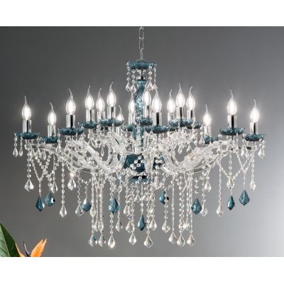 DAMASCO LAMPADARIO CLASSICO 16 LUCI BRACCI IN VETRO CON DECORI IN CRISTALLO 4 COLORI DISPONIBILI ONDALUCE CICIRIELLO - Cristalen