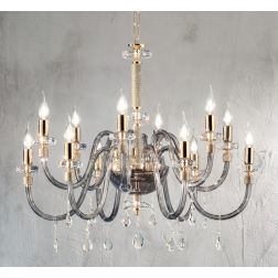 DIDO LAMPADARIO CLASSICO A 12 LUCI IN VETRO E CRISTALLO DISPONIBILE IN 5 FINITURE COLORE ONDALUCE CICIRIELLO - Cristalensi Shop 2