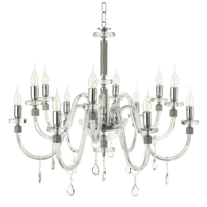 DIDO LAMPADARIO CLASSICO A 12 LUCI IN VETRO E CRISTALLO DISPONIBILE IN 5 FINITURE COLORE ONDALUCE CICIRIELLO - Cristalensi Shop