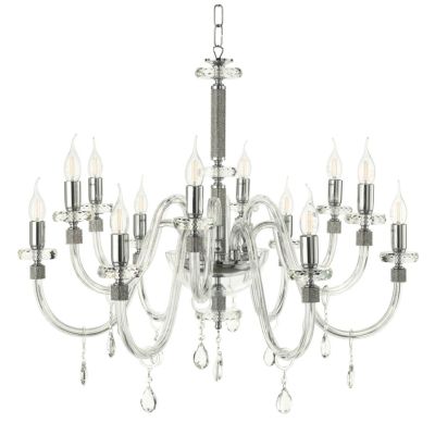 DIDO LAMPADARIO CLASSICO A 12 LUCI IN VETRO E CRISTALLO DISPONIBILE IN 5 FINITURE COLORE ONDALUCE CICIRIELLO - Cristalensi Shop