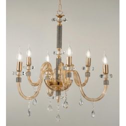 DIDO LAMPADARIO CLASSICO A 6 LUCI IN VETRO E CRISTALLO 5 FINITURE COLORE DI ONDALUCE ONDALUCE CICIRIELLO - Cristalensi Shop Onli
