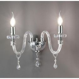 DIDO LAMPADA A PARETE CLASSICA CON 2 LUCI IN VETRO E CRISTALLO 5 FINITURE COLORE DI ONDALUCE ONDALUCE CICIRIELLO - Cristalensi S
