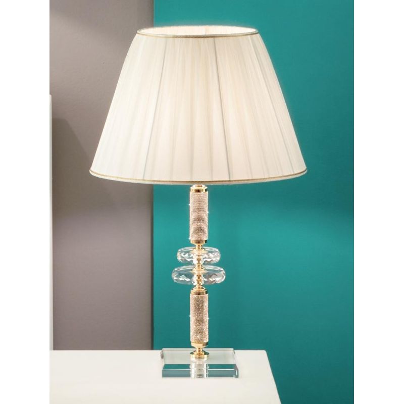 DIDO LAMPADA DA TAVOLO GRANDE IN CRISTALLO E METALLO ELEGANTE E CLASSICA DIAMETRO CM 40 5 COLORI ONDALUCE CICIRIELLO - Cristalen