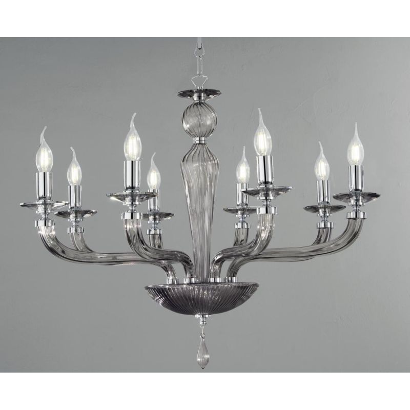 VILLA LAMPADADIO CLASSICO AD 8 LUCI IN VETRO LAVORATO A MANO 6 COLORI DISPONIBILI DI ONDALUCE ONDALUCE CICIRIELLO - Cristalensi