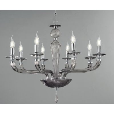 VILLA LAMPADADIO CLASSICO AD 8 LUCI IN VETRO LAVORATO A MANO 6 COLORI DISPONIBILI DI ONDALUCE ONDALUCE CICIRIELLO - Cristalensi