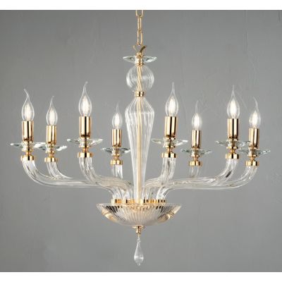 VILLA LAMPADADIO CLASSICO AD 8 LUCI IN VETRO LAVORATO A MANO 6 COLORI DISPONIBILI DI ONDALUCE ONDALUCE CICIRIELLO - Cristalensi