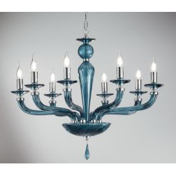 VILLA LAMPADADIO CLASSICO AD 8 LUCI IN VETRO LAVORATO A MANO 6 COLORI DISPONIBILI DI ONDALUCE ONDALUCE CICIRIELLO - Cristalensi