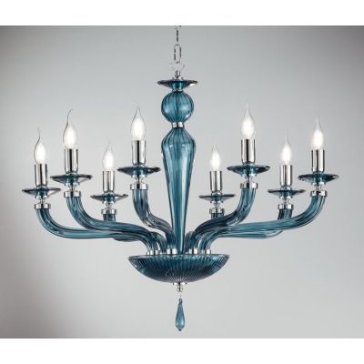 VILLA LAMPADADIO CLASSICO AD 8 LUCI IN VETRO LAVORATO A MANO 6 COLORI DISPONIBILI DI ONDALUCE ONDALUCE CICIRIELLO - Cristalensi