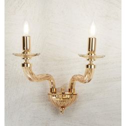 VILLA LAMPADA A PARETE CLASSICA CON 2 LUCI IN VETRO LAVORATO A MANO 6 COLORI ONDALUCE CICIRIELLO - Cristalensi Shop Online