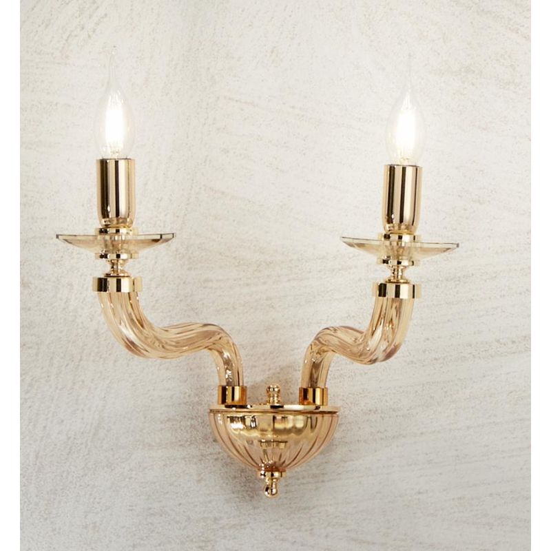 VILLA LAMPADA A PARETE CLASSICA CON 2 LUCI IN VETRO LAVORATO A MANO 6 COLORI ONDALUCE CICIRIELLO - Cristalensi Shop Online