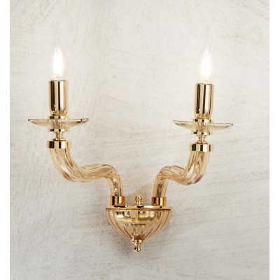 VILLA LAMPADA A PARETE CLASSICA CON 2 LUCI IN VETRO LAVORATO A MANO 6 COLORI ONDALUCE CICIRIELLO - Cristalensi Shop Online