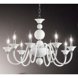 TEBE LAMPADARIO A SOSPENSIONE CLASSICO 8 LUCI IN VETRO LAVORATO A MANO 6 COLORI ONDALUCE ONDALUCE CICIRIELLO - Cristalensi Shop