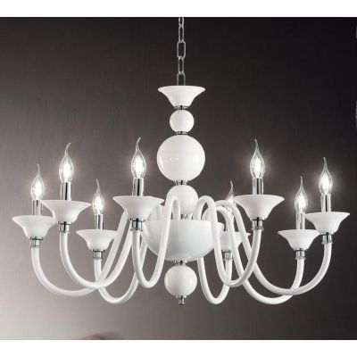 TEBE LAMPADARIO A SOSPENSIONE CLASSICO 8 LUCI IN VETRO LAVORATO A MANO 6 COLORI ONDALUCE ONDALUCE CICIRIELLO - Cristalensi Shop